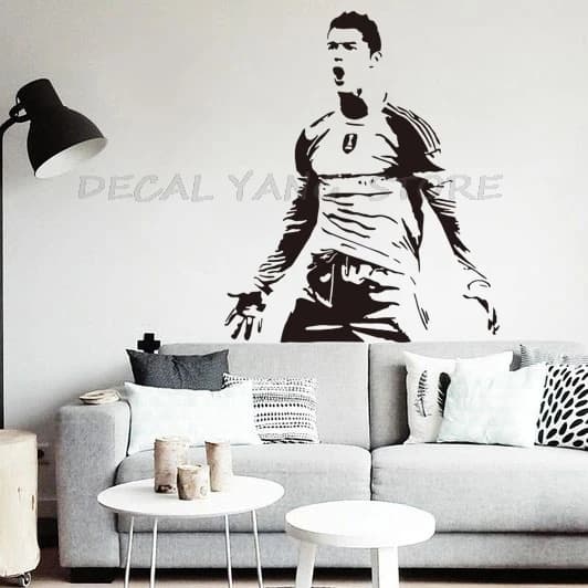 Adesivi Ragazzi Regali Di Compleanno di Scuola E Stanza di Bambini Della Decorazione Speciale Decalcomanie Della Parete di 1609 E DELLA PARETE Cristiano Ronaldo di Calcio Star PVC