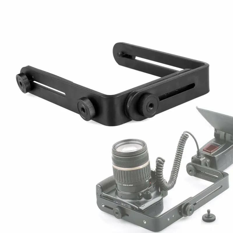 JINTU Doppia staffa a L per flash per fotocamera a forma di L Telaio bilaterale doppia staffa a L Speedlite e supporto per fotocamera DSLR/montaggio, perno fotografico