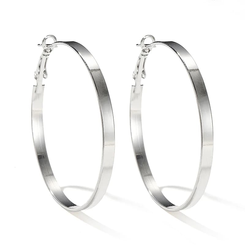 2022 orecchini a cerchio in metallo color argento punk per le donne trendy grande cerchio 4/5/6cm orecchino leggero Brincos gioielli per feste