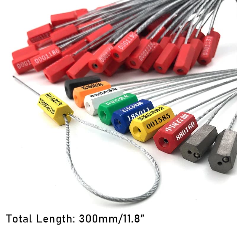 10pcs sigilli di sicurezza in filo di acciaio numerati monouso in acciaio inossidabile fascetta per cavi contenitore di spedizione camion porta metro sigillo di piombo serratura 30cm