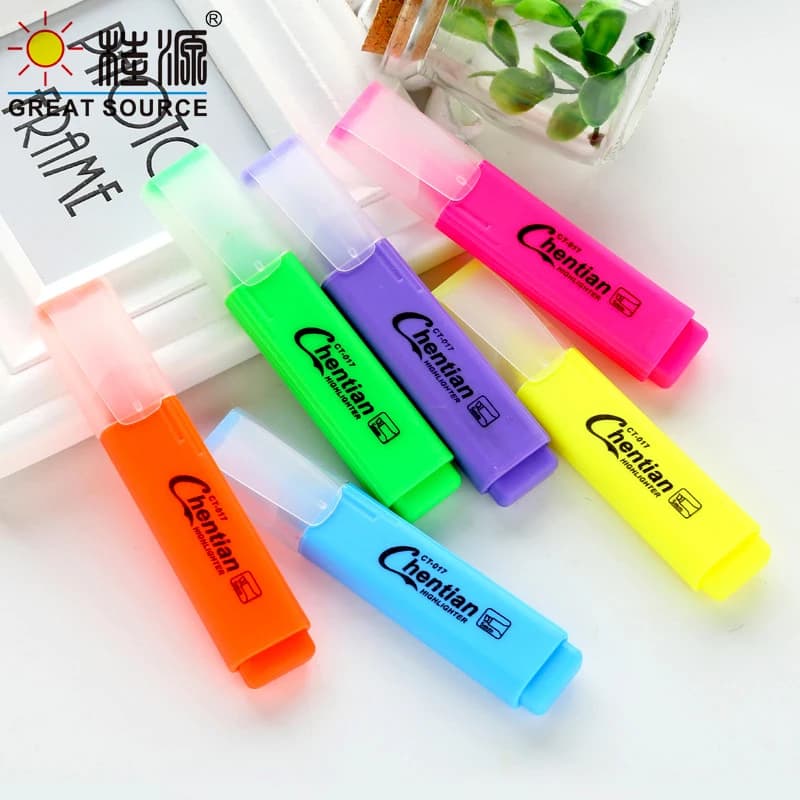 Evidenziatore Makeasy Punta obliqua Penna per segni a 6 colori ad asciugatura rapida Non facile da sbiadire 6 pezzi per scatola (1 scatola)