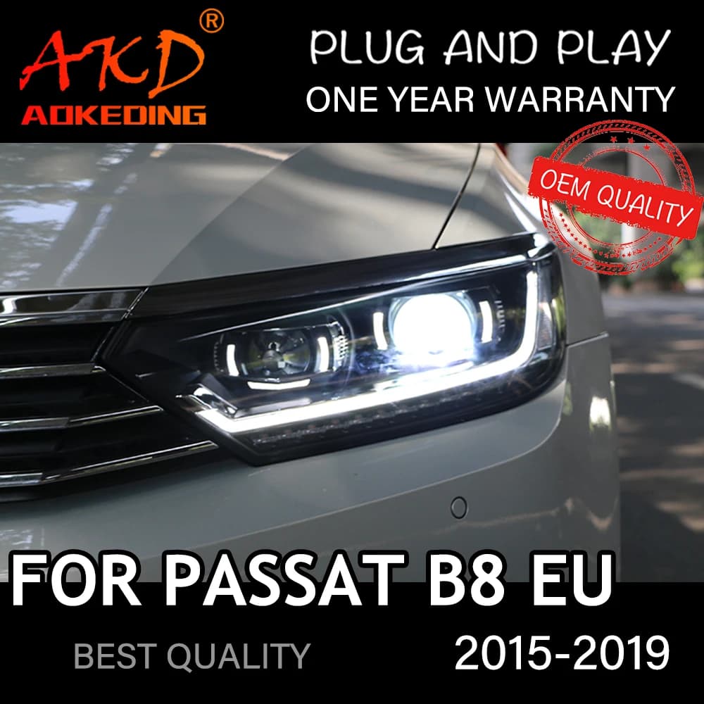 Headlight For VW Passat B8 EU-Spec 2015-2019 Car автомобильные товары LED DRL Hella 5 Xenon Lens Hid H7 Passat Car Accessories