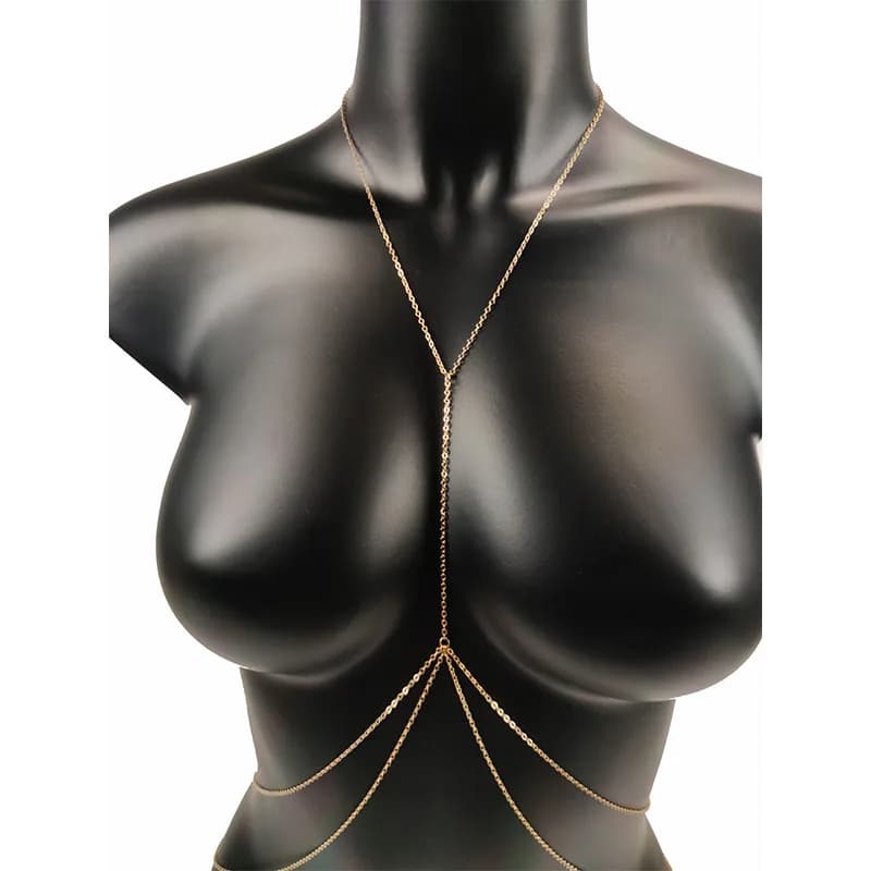 Gioielli per il corpo Catena per il petto sexy Catene per bikini per le donne Catene per la vita incrociata Body femminile Ragazza Moda Spiaggia Semplice Lusso