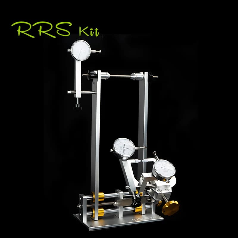 RRSKIT Supporto professionale per centratura ruota di bicicletta con cerchi di regolazione Indicatore quadrante e set di calibri Strumento di riparazione ruota per bici da strada MTB