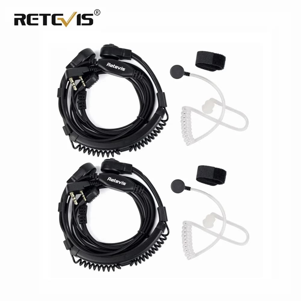 Retevis ETK002 RT622 Auricolare Walkie Talkie 2 pezzi Cuffie con microfono per gola per Baofeng UV-5R BF-88E Retevis RT3S RT22 TYT