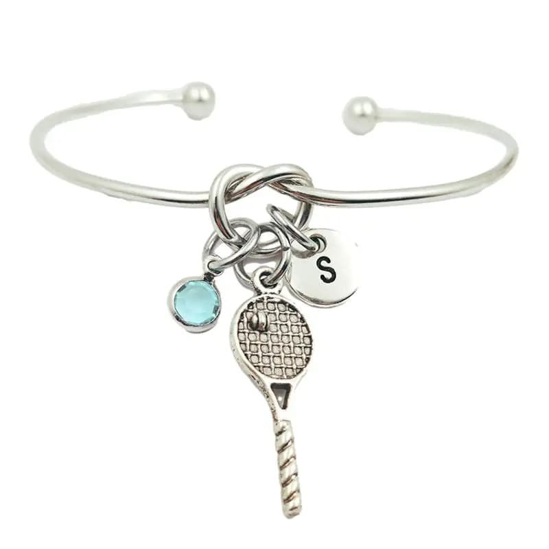 Tennis Rack Beautiful Letter Initial Creative Birthstone Bracelet Adjustable Fashion Jewelry Pendant Gift Woman