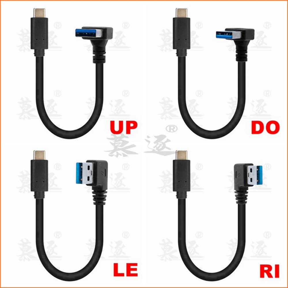 Spina placcata in oro USB3.1 Tipo-C a USB 3.0 Tipo A Cavo adattatore maschio-maschio ad angolo sinistro e destro da 90 gradi 0,25 m/25 cm