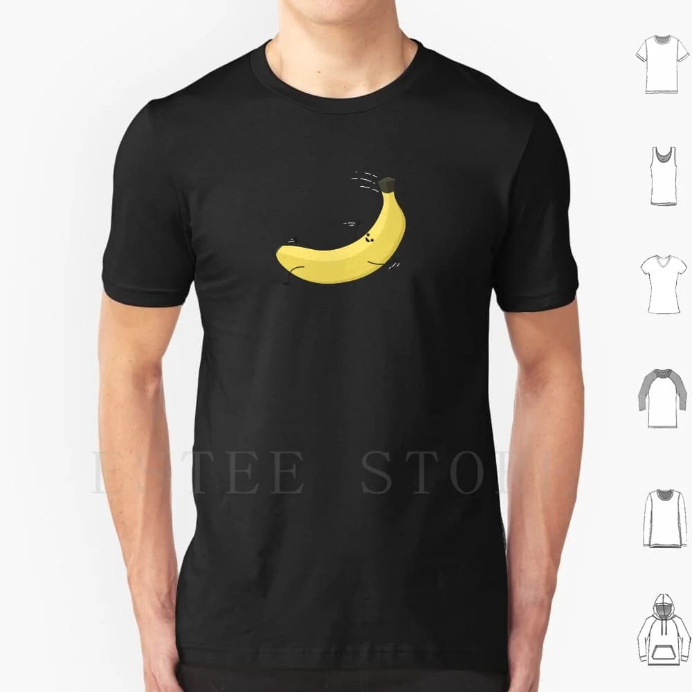 Smiling banana t-shirt in men's cotton print do-your face banana smile fruit yellow green shadow eyes big mouth hands feet