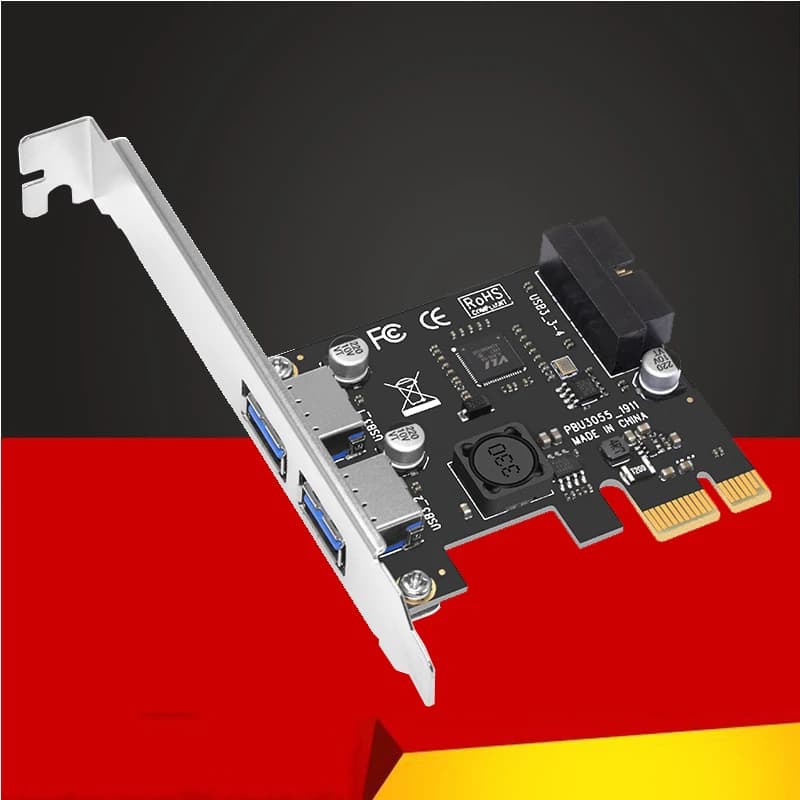 USB 3.0 PCI-E Hub USB 3.0 expansion card adapter to 2 ports Interior 19 pin 19 pin Header USB 3 adapter card to PCIE PCI Express