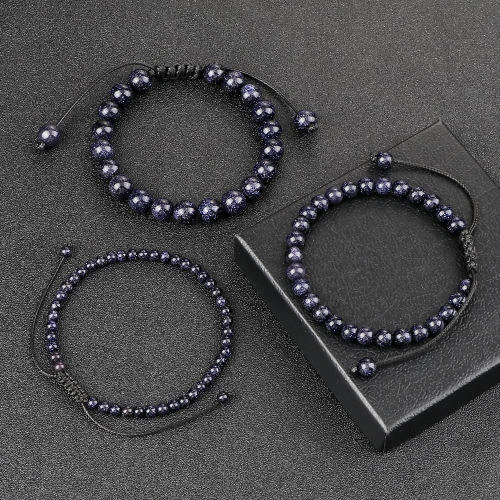 4 6 8mm braccialetti e braccialetti di perle di arenaria blu per donna uomo braccialetto intrecciato in pietra naturale fatto a mano gioielli da polso brillanti