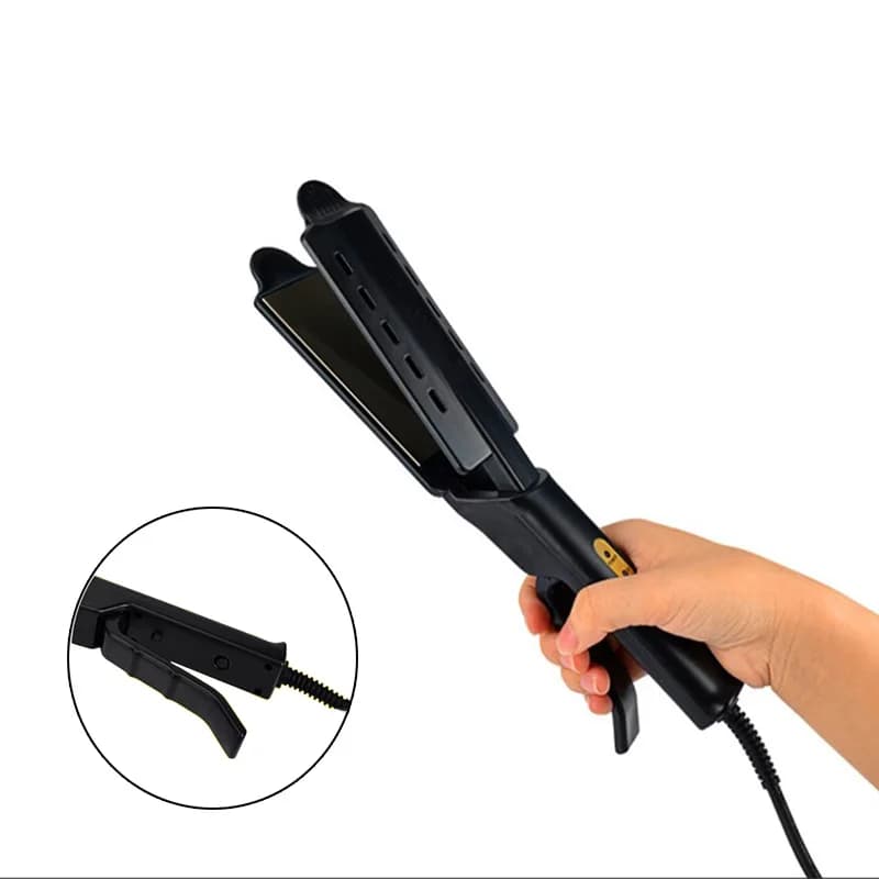 Hair plate with wide vent plate, universal voltage, adjustable temperature, ceramic tormaline, PTC heating, flat iron hair plate