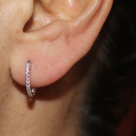 Authentic Genuine stamp 925 sterling silver pave cz mini 10mm clip circle earring for women