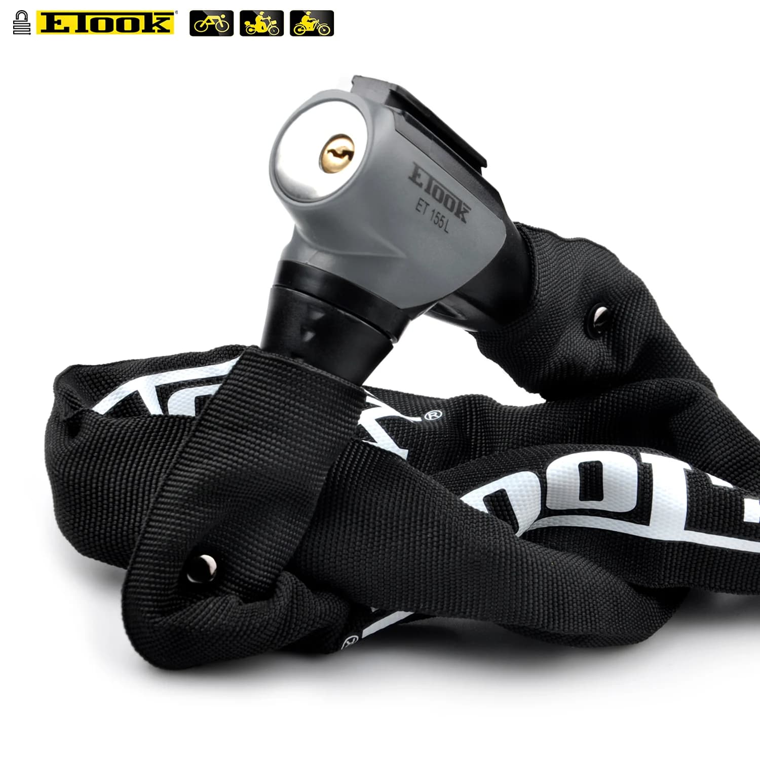 Etook Chain Lock Portable Mountain&Road Bike Scooter Lock Durable Nylon Cloth Anti Scratch Heavy Duty Lengthen Anti Rust Chain
