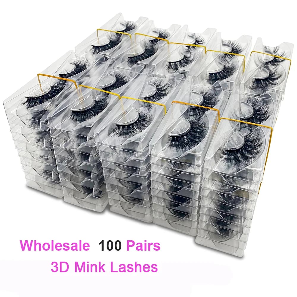 Ciglia di visone all'ingrosso 100pcs ciglia di visone lunghe teatrali trucco ciglia a striscia piena ciglia finte ciglia di visone 3D riutilizzabili