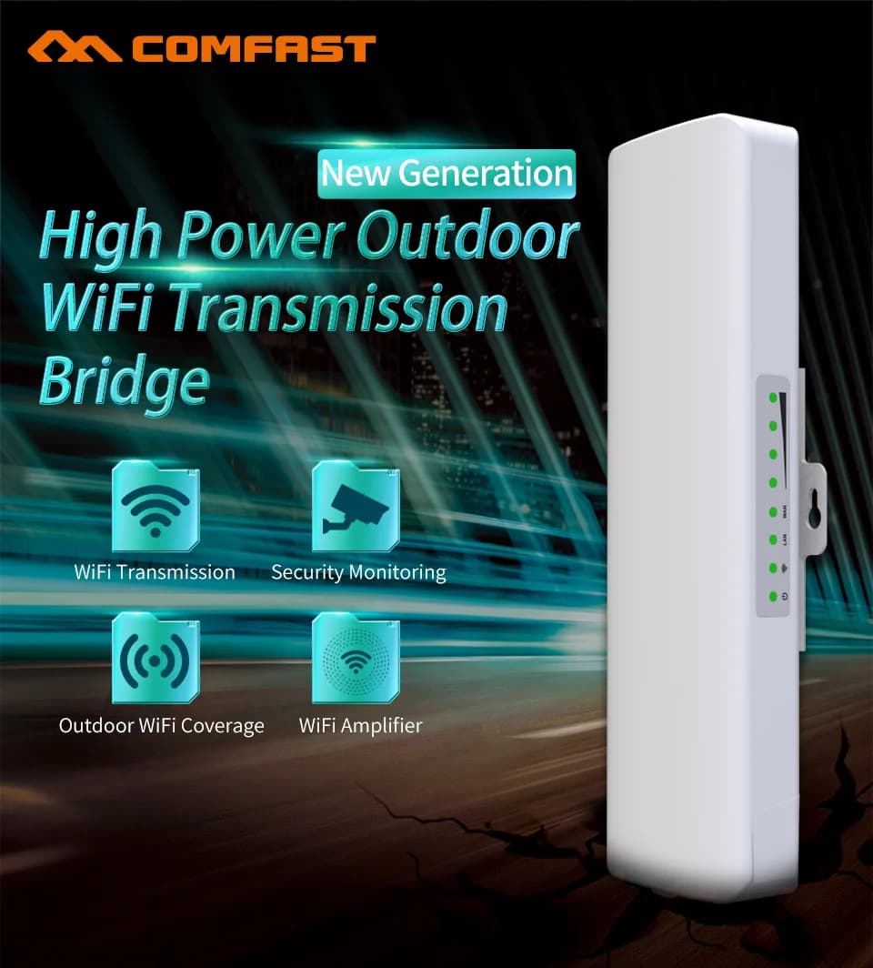 Comfast Outdoor 3-5KM 2.4G WIFI CPE 48V POE Wireless Bridge 2*14dBi Antenna WIFI Access Point Ripetitore Client EU/US PLUG