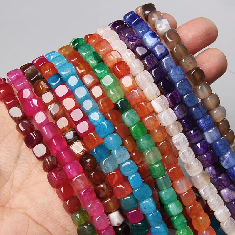 Pietra naturale quadrato cubo agata perline fascino perline distanziali allentate 6-8mm creazione di gioielli accessori perline agata perline collana fai da te bracciali orecchini trovare