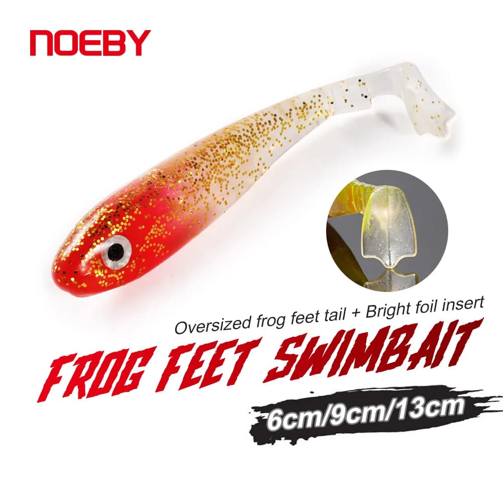 Noeby Morbido Silicone Shad Lure 6cm2.5g 9cm8g 13cm23g Artificiale Esca Morbida Coda di Rana Odore Laser per Bass Luccio Richiamo di Pesca