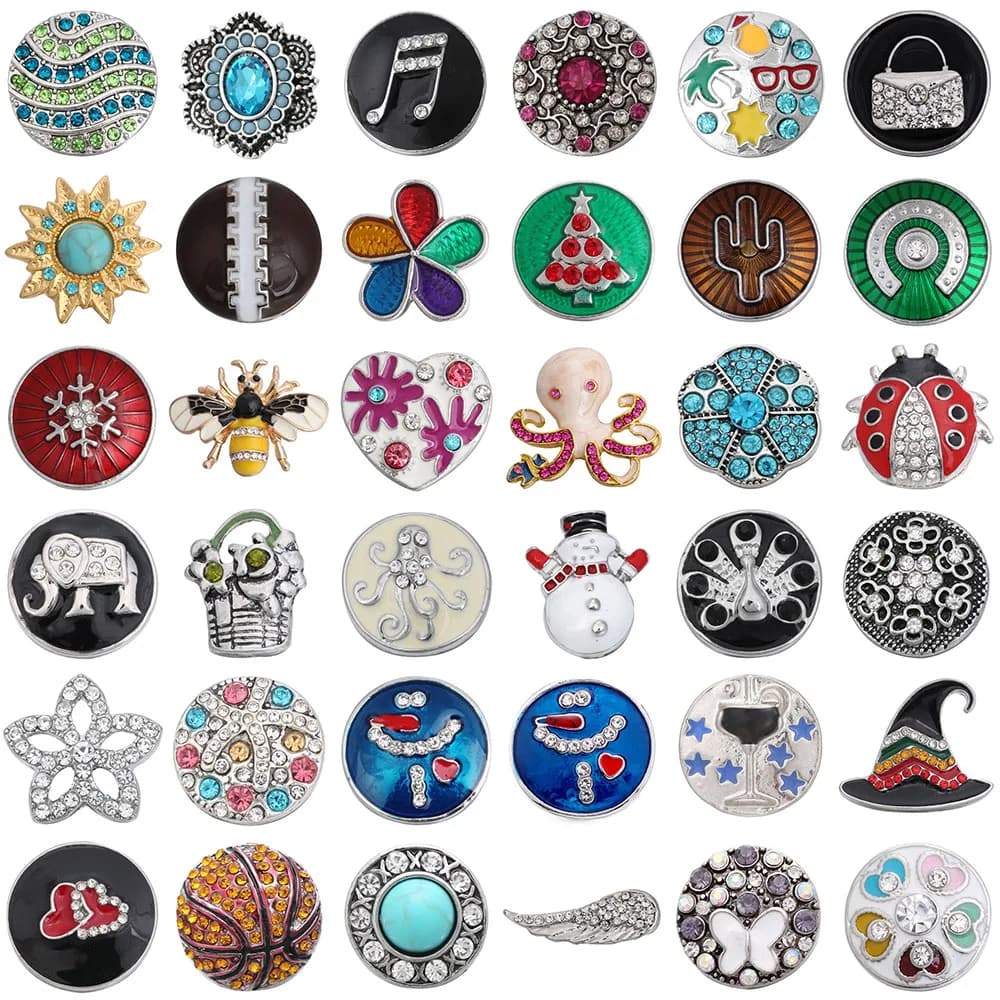 6 pz/lotto bottoni a pressione in metallo cristallo fai da te gioielli misura 18mm bottone a pressione bracciale accessori fai da te per le donne