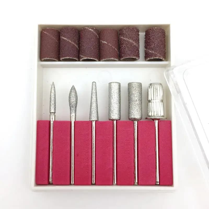 6 pezzi punte per trapano per Nail Art e nastri abrasivi per Set di sostituzione per trapano per unghie punta per metallo per lima elettrica per unghie