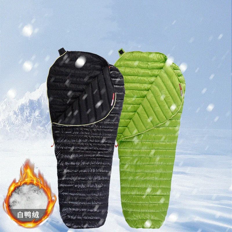 Adult Outdoor Trekking mountaineering sleeping bag in warm white goose down camping Splicing Down quilt mummy with cotton goose