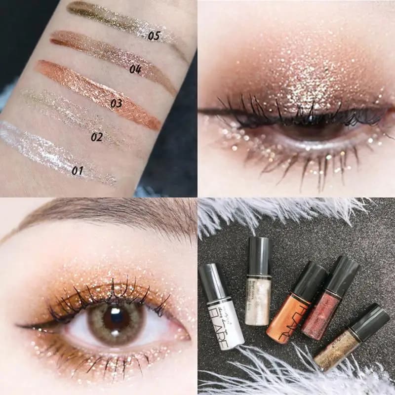 Eyeliner Professionali Brillanti, Cosmetici Glitterati e Scintillanti, Pigmenti Argento e Oro Rosa, Ombretto Liquido per Occhi, Cosmetici Coreani per Donne T1176