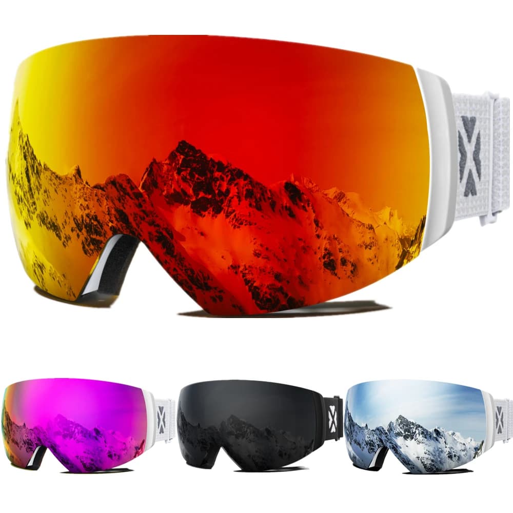 MAXJULI Occhiali da sci magnetici professionali Lenti a doppio strato Anti-appannamento UV400 Sci Occhiali da snowboard Motoslitta per uomo Donna M6
