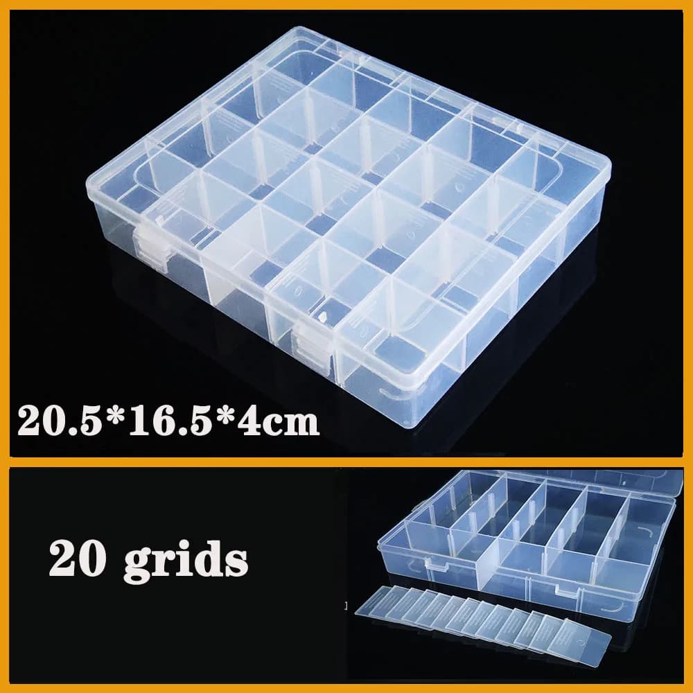 Contenitore 20 griglie scatola di plastica pratico scomparto regolabile custodia per gioielli custodia per perline supporto per viti organizzatore per custodia in plastica