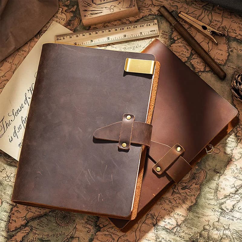 Fromthonic 100% notebook e riviste in vera pelle di vacchetta A5A6 Retro Spiral Binder Planner diario Office Business Stationery