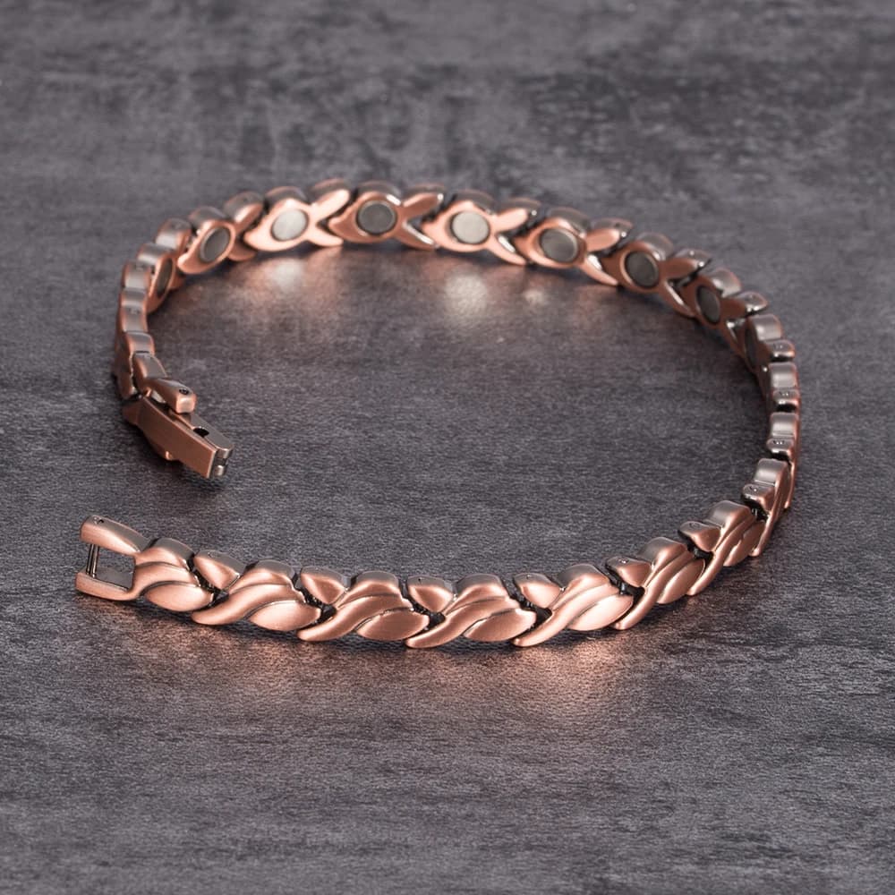 Braccialetti magnetici in rame puro Vinterly per donna 6,5 mm Catena vintage Salute Energia Magnete Artrite Sollievo dal dolore Gioielli da donna