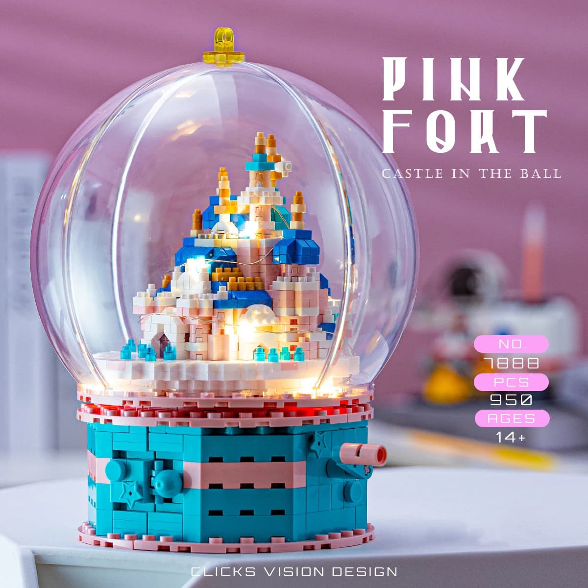 Fairy Tale Princess Castle Building Block Music Box Merry-go-round Bricks Educational Toys Nanobricks With Light Collection