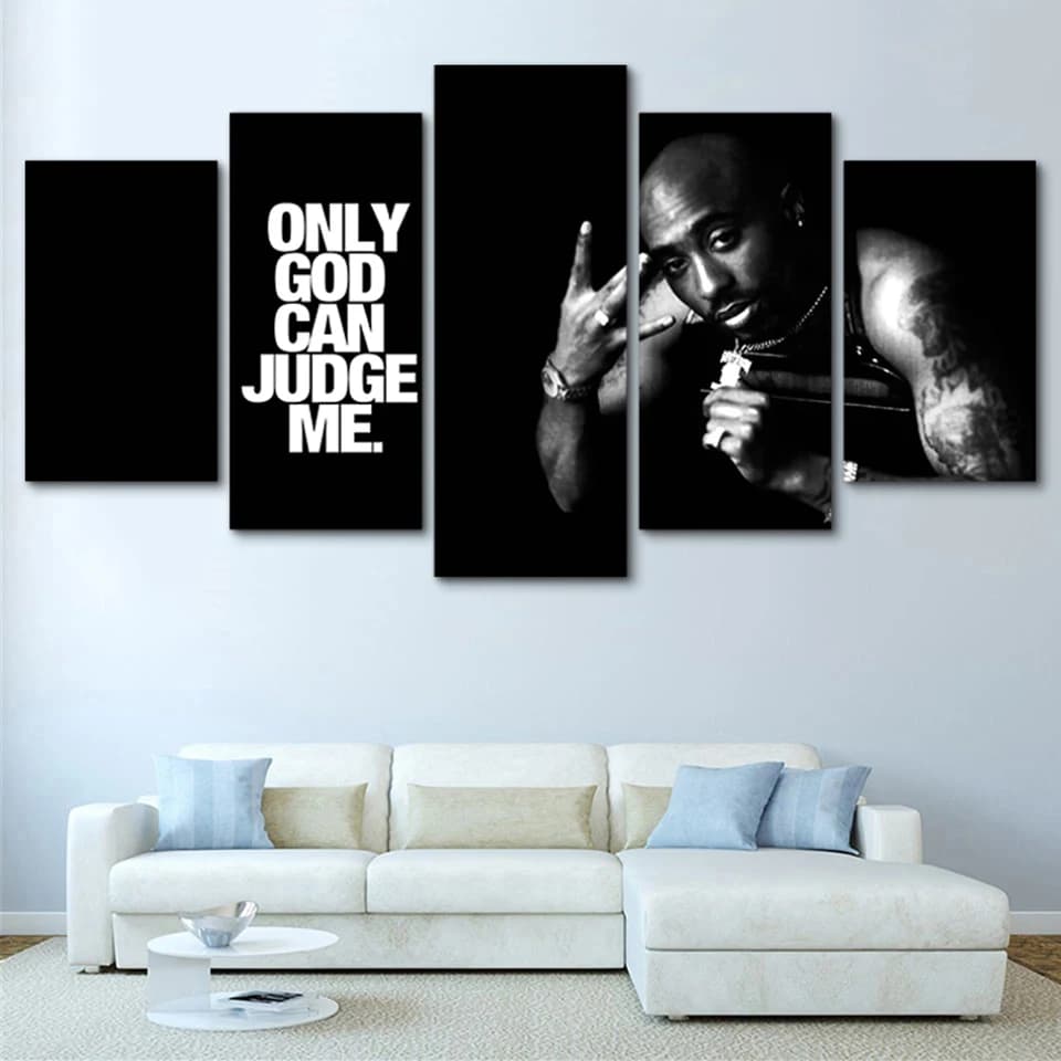 Decorazione domestica moderna 5 pezzi Tupac Amaru Shakur Rapper 2Pac Canvas Art Print Poster cornici quadri murali modulari Art