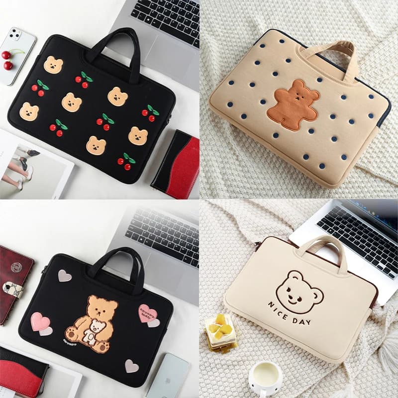 Cute Bear Laptop Bag Sleeve Handbag per donna Girls 11 12 13.6 14 15.6 pollici 2022 custodia per Computer portatile per Macbook Ipad