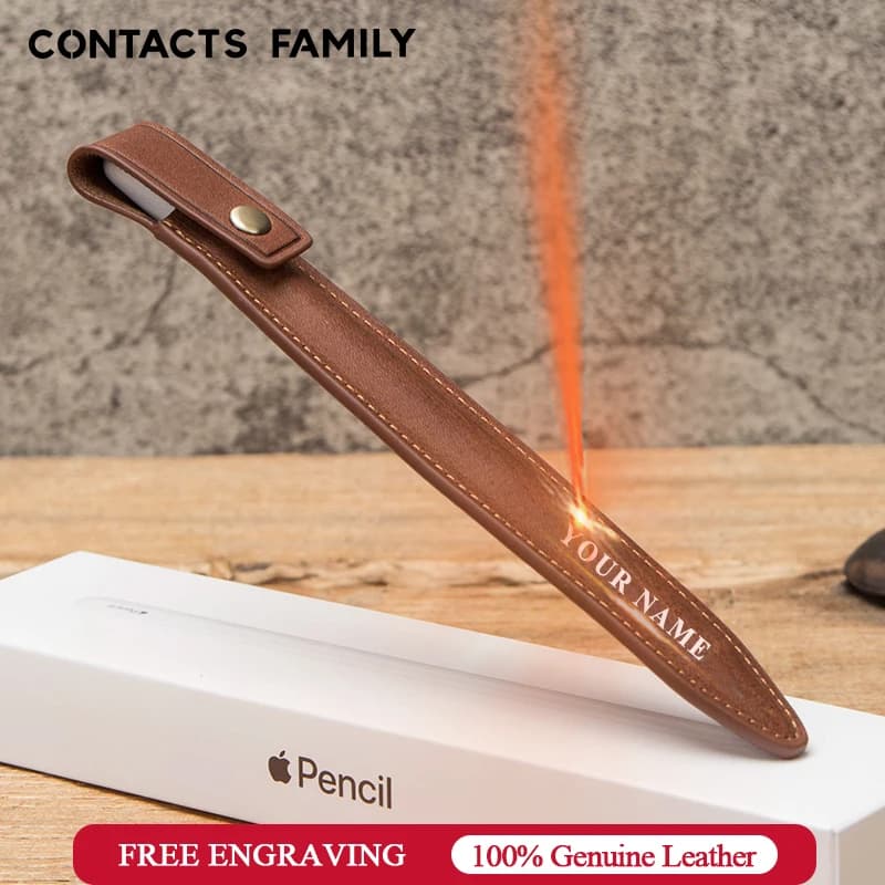 CONTACT'S FAMILY Custodia in pelle di vacchetta per Apple Pencil 2a generazione compatibile per iPad Tablet Touch Pen Stylus Custodia protettiva