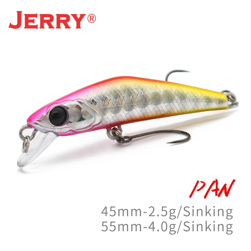 Jerry Pan affondamento Micro pesciolino Spinning esca dura 45 55mm pesce persico trota Jerk Lures Walk The Dog Plug Wobblers attrezzatura da pesca
