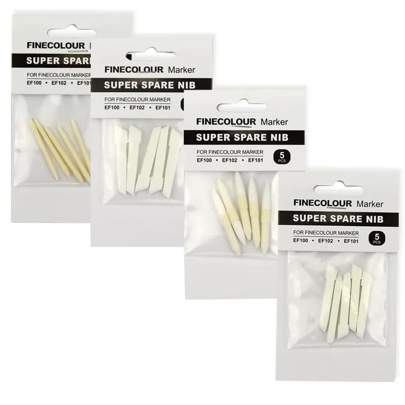 Finecolour Sostituzione EF100/EF101/EF102 Generazione Art Marker Head Sostituibile Grande pennino obliquo/piccolo pennino rotondo per pennarello