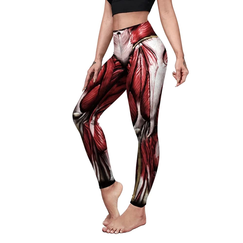 [Sei il mio segreto] New 3D Muscle Printed Leggings Classic Attack on Titan Cosplay Sexy Leggin collant Push Up Fitness pantaloni da donna