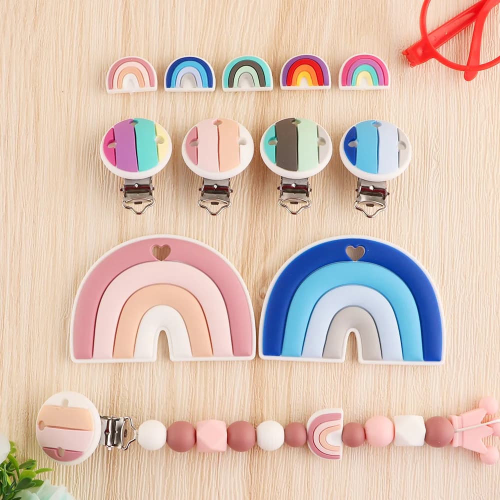 Kovict Arcobaleno Perline in silicone/Pendente/Clip per la creazione di gioielli Accessori per catena ciuccio per collana fai da te per uso alimentare