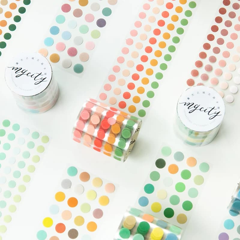 Yoofun 5*300cm Color Dots Decorative Adhesive Washi Tape Masking Tape DIY Scrapbooking Sticker Label Japanese Stationery