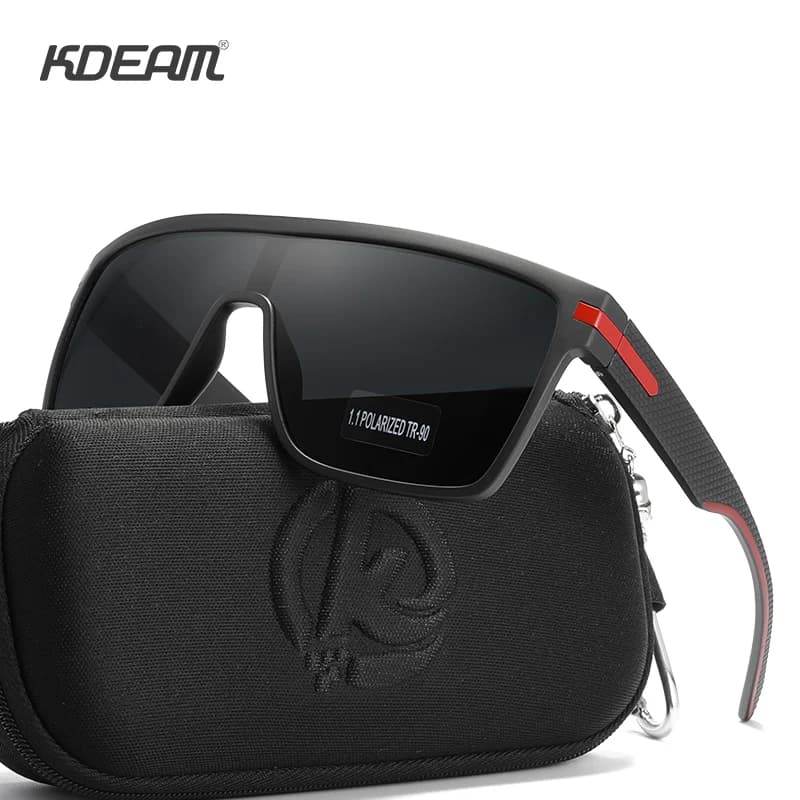 KDEAM Luxury polarized sunglasses in one piece for men Woman Titanium plastic frame with polarized sunglasses with thickness 1.1 mm