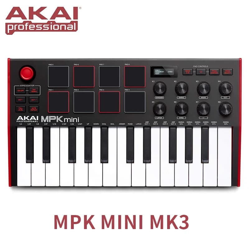 Akai professional MPK Mini MK3 - pad per batteria MIDI USB ultra portatile a 25 tasti e controller per tastiera