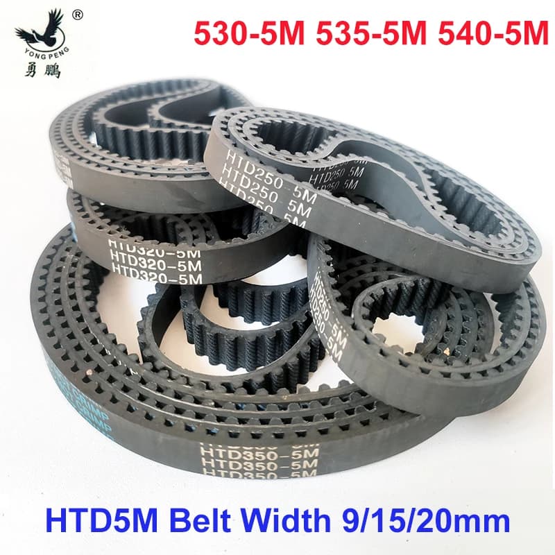 Cinghia dentata HTD5M 530-5M 535-5M 540-5M lunghezza 530 535 540mm larghezza 9/10/15/20mm gomma ad anello chiuso S5M per puleggia Road Gate 5M