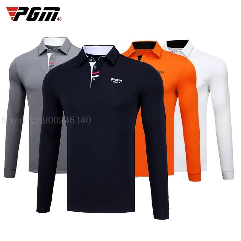 Magliette da Golf da uomo Pgm uomo t-shirt a maniche lunghe uomo sport all'aria aperta girare verso il basso maglietta a maniche lunghe uomo inverno maglie morbide calde