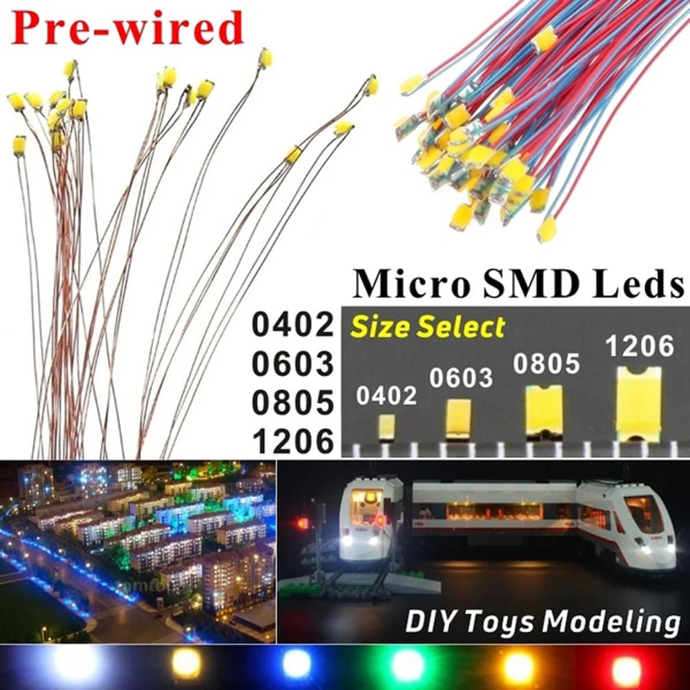 0805 1206 0603 0402 12V SMD LED Luci 1.5K Resistenza Striscia cablata per Micro modello Treno/Edificio Tavolo di sabbia Illuminazione Layout di scena