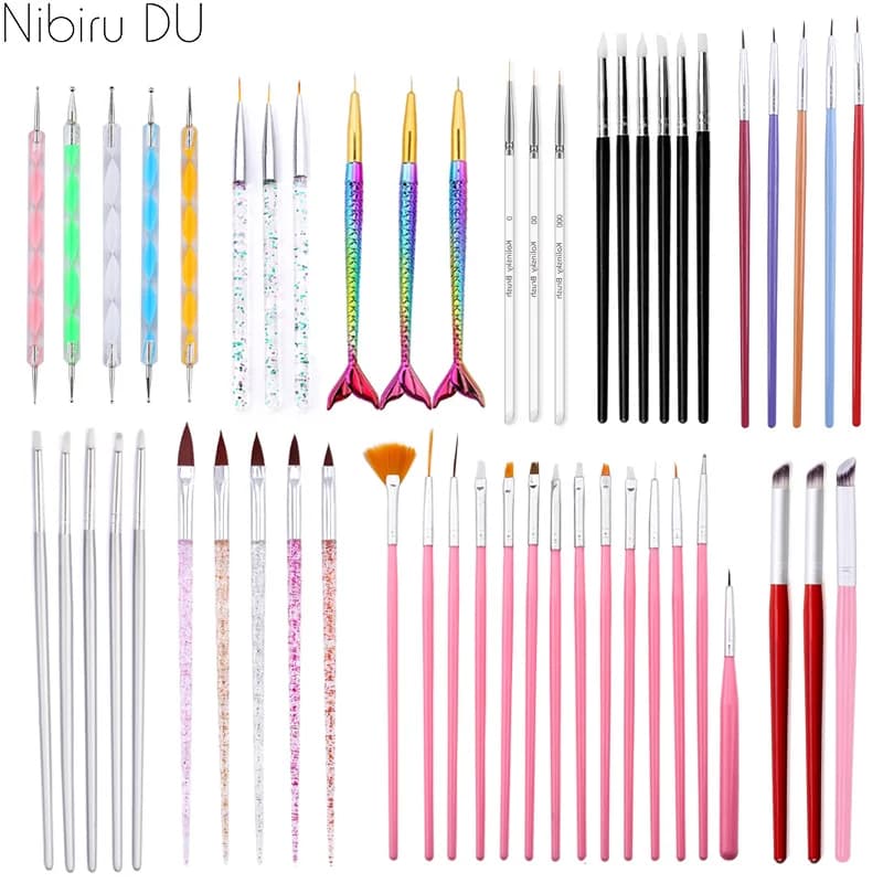 Set of Brushes for Nail Art Line Snap Pen Kit for Painting Acrylic Handle Enamel Crystal Brushes Tools for Nail Manicure