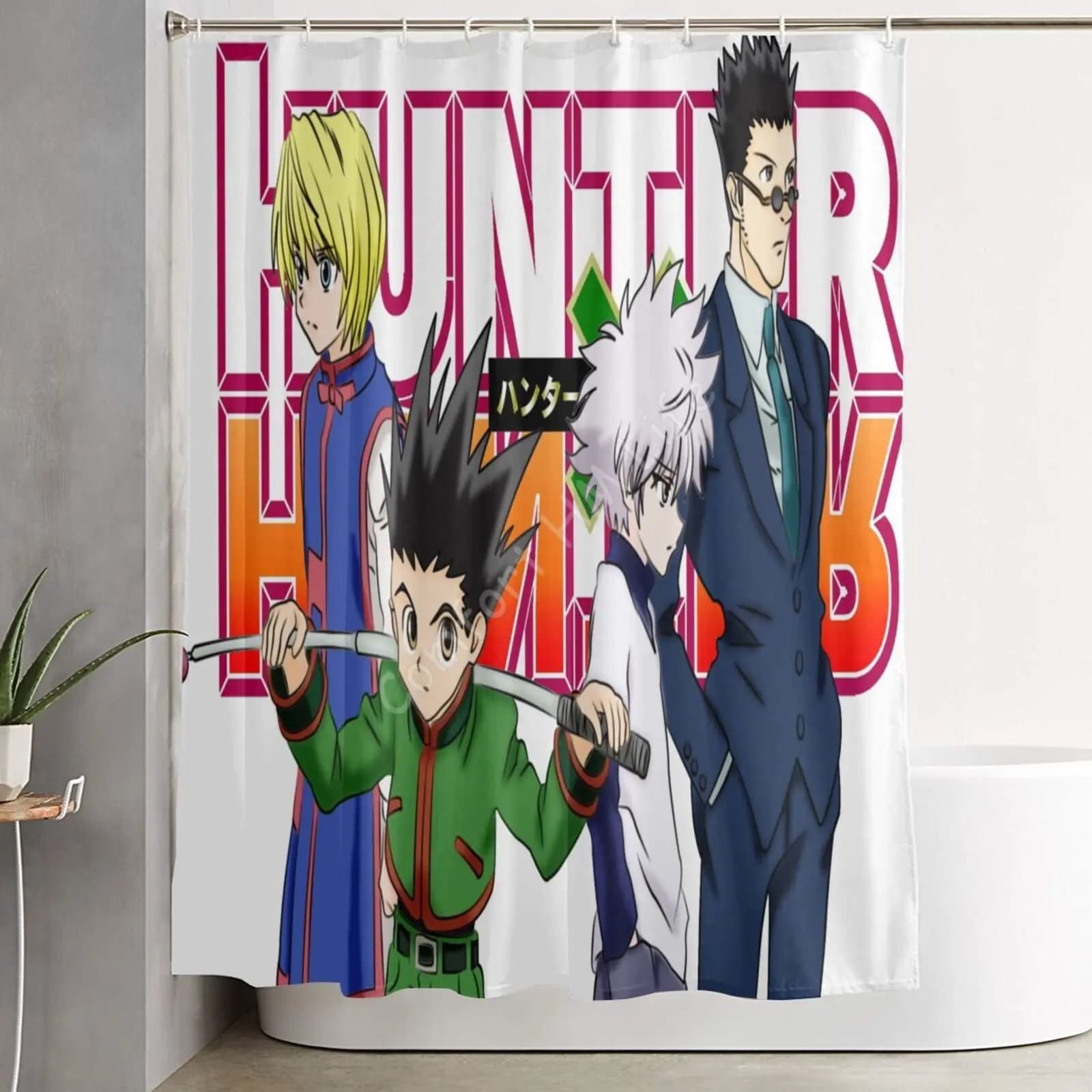 Hunter X Hunter tenda da bagno set di tende da doccia in tessuto Anime giapponese classico con 12 ganci decorazioni per il bagno impermeabili