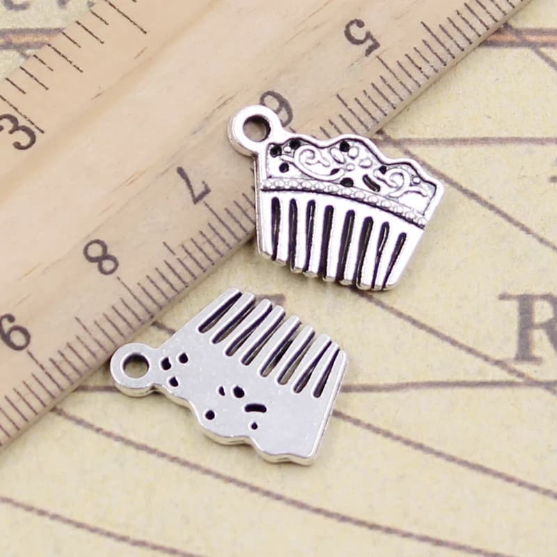 20 pz Charms barbiere pettine 15x19mm bronzo tibetano argento pendenti di colore gioielli antichi che fanno ciondolo artigianale fatto a mano fai da te