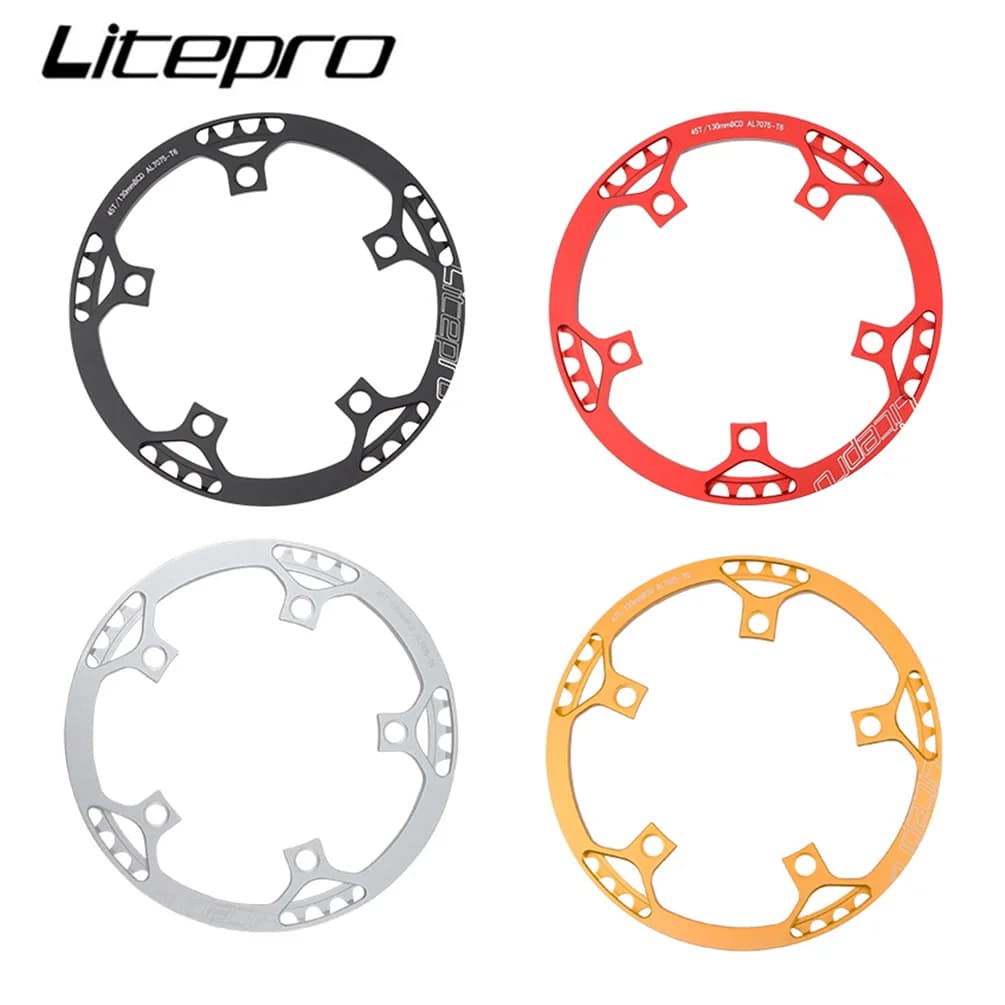 Guarnitura Litepro BMX BCD130 a disco singolo con corona rotonda 45/47/53/56/58T per bici pieghevole