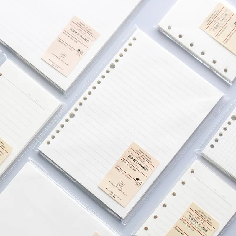 Ricarica per notebook a fogli mobili A5, raccoglitore a spirale, pagina interna, diario settimanale, mensile, scuola, linea Cornell, griglia interna della carta