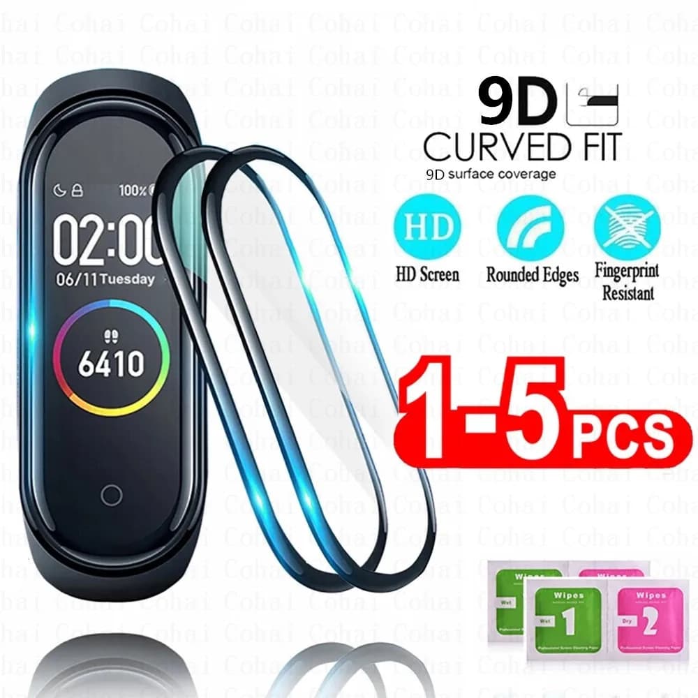 Pellicola 9D per Xiaomi Mi Band 6 5 4 Band6 MiBand6 9D pellicola protettiva curva per Xiaomi MiBand 6 5 4 Smart Wristband Not Glass