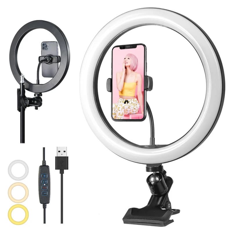 26cm Professional Dimmable LED Ring Lamp USB Selfie Lamp for Phone Live Streaming Studio Video Photography Lighting